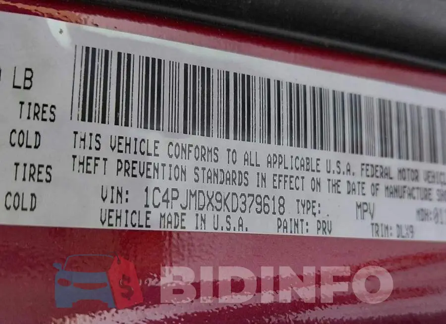 1C4PJMDX9KD379618 Photo# 10
