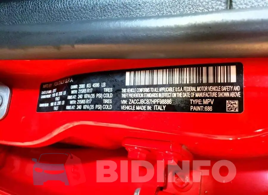 ZACCJBCB7HPF98886 Photo# 13