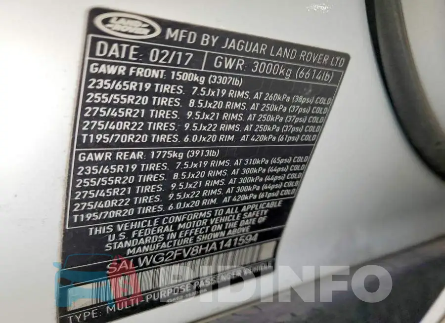 SALWG2FV8HA141594 Photo# 12