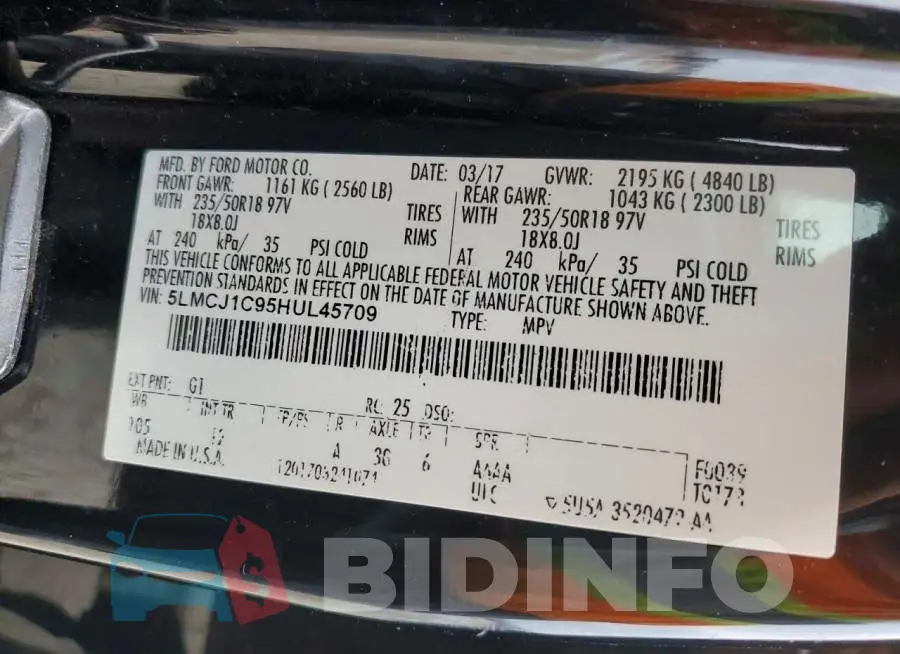 5LMCJ1C95HUL45709 Photo# 13