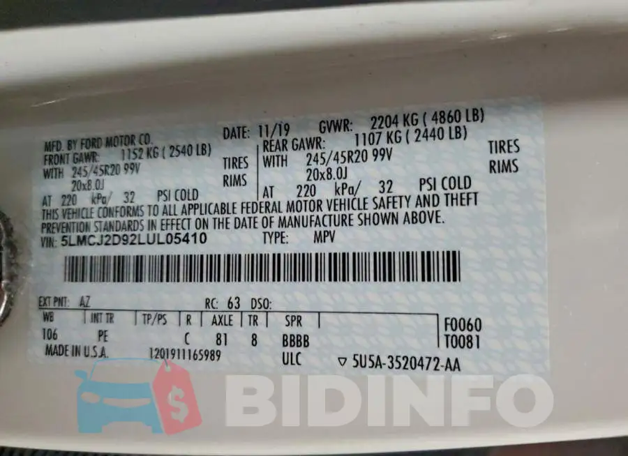 5LMCJ2D92LUL05410 Photo# 13