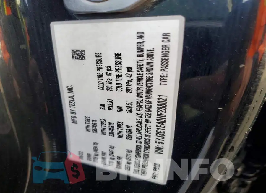 5YJ3E1EA0NF288021 Photo# 12