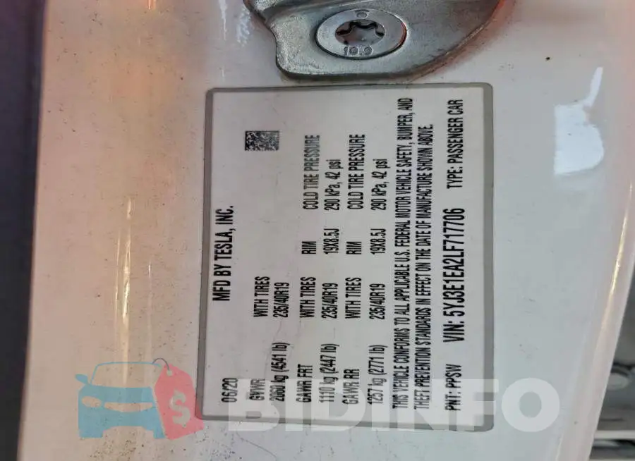 5YJ3E1EA2LF717706 Photo# 13