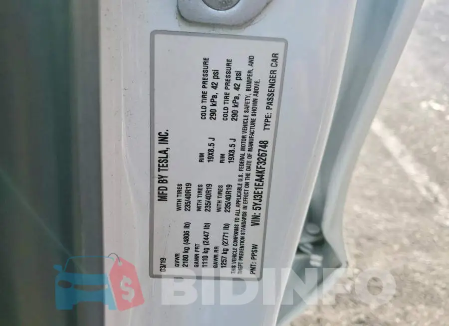 5YJ3E1EA4KF326748 Photo# 12