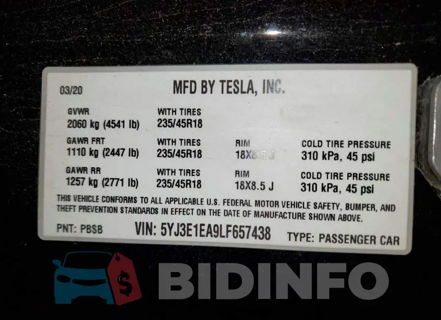 5YJ3E1EA9LF657438 Photo# 12