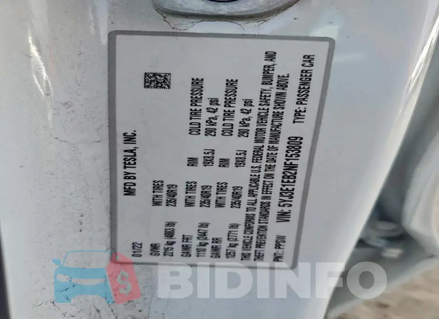 5YJ3E1EB2NF153809 Photo# 12