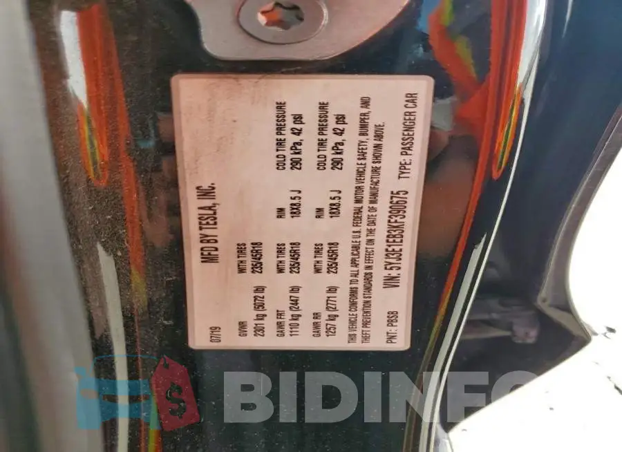 5YJ3E1EB3KF390675 Photo# 12