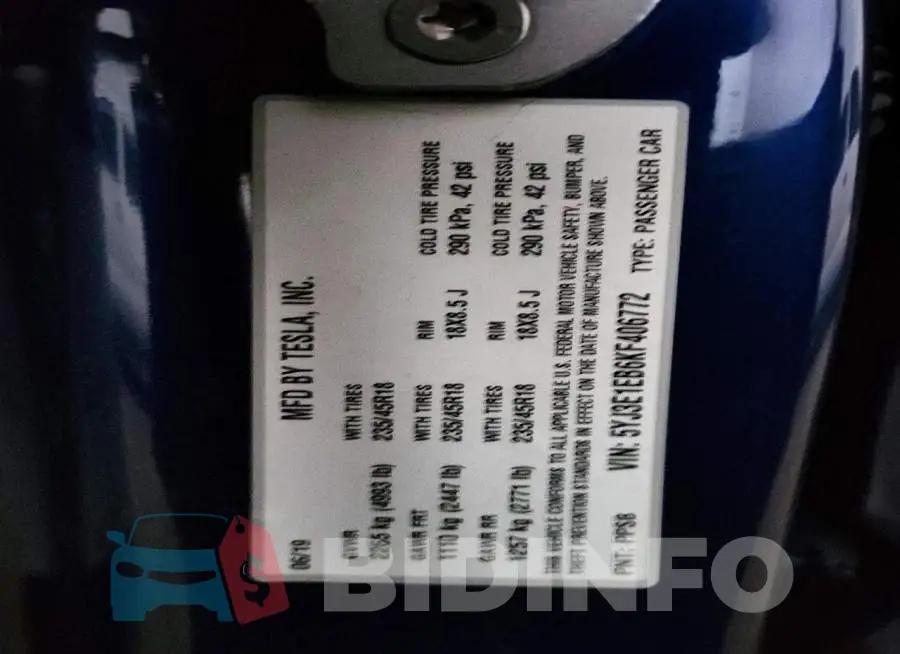 5YJ3E1EB6KF406772 Photo# 12