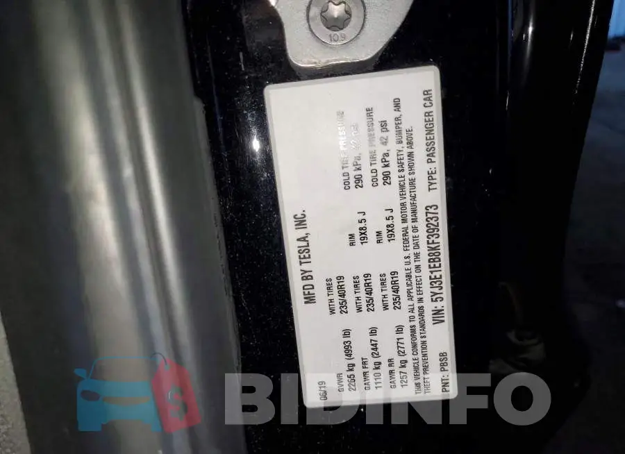 5YJ3E1EB8KF392373 Photo# 12
