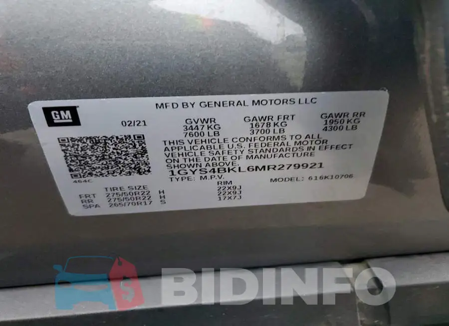 1GYS4BKL6MR279921 Photo# 14