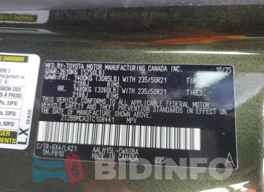 2T2BBMCA3TC108441 Photo# 13