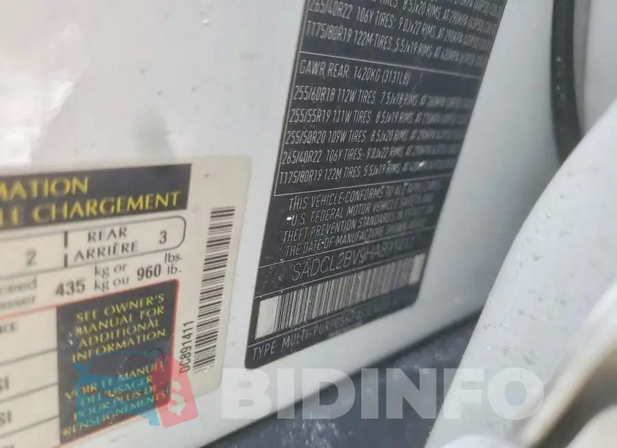 SADCL2BV9HA891411 Photo# 13