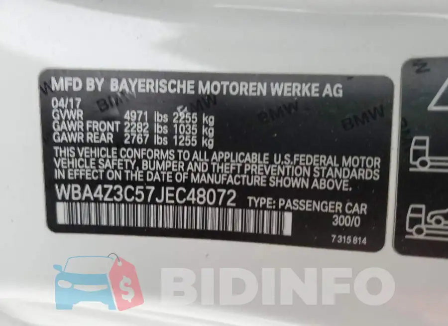 WBA4Z3C57JEC48072 Photo# 12
