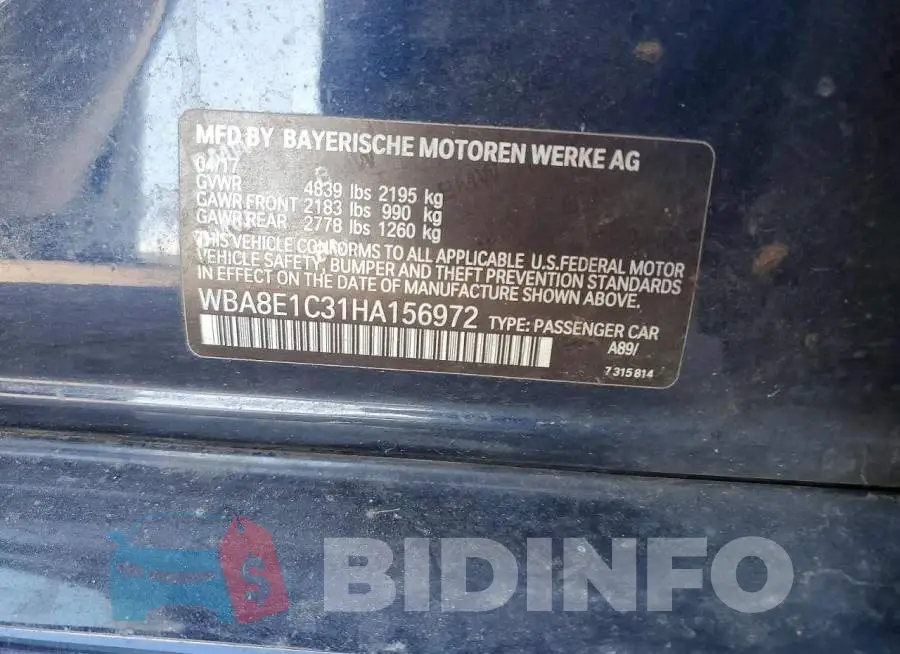 WBA8E1C31HA156972 Photo# 12