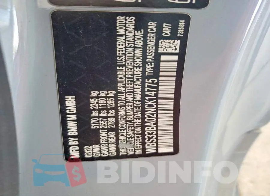 WBS33BA02NCK14775 Photo# 12