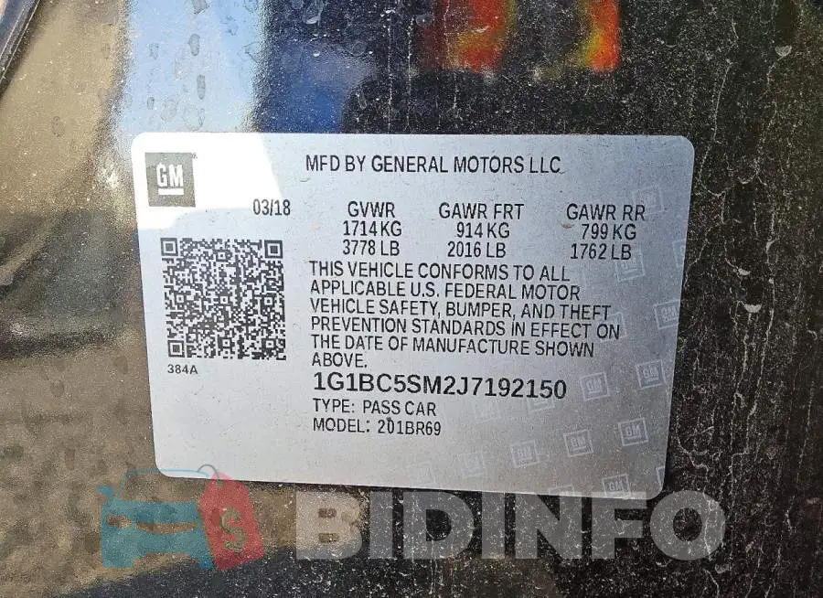 1G1BC5SM2J7192150 Photo# 7