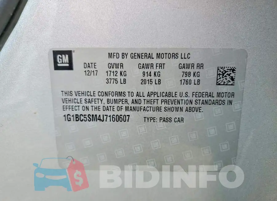 1G1BC5SM4J7160607 Photo# 12