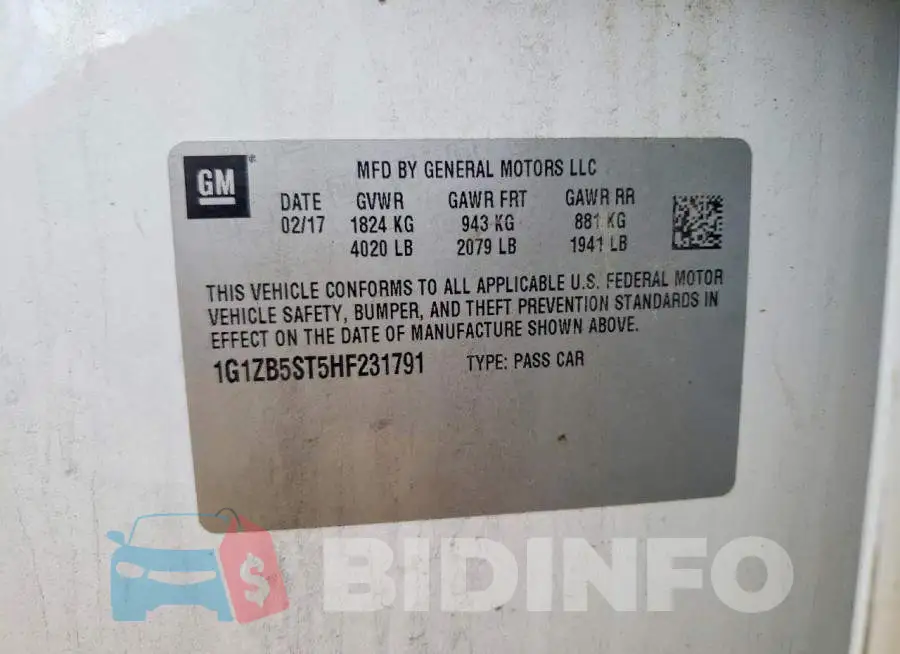 1G1ZB5ST5HF231791 Photo# 13