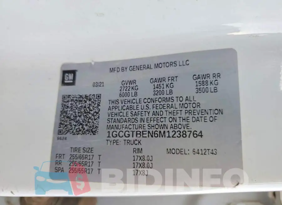 1GCGTBEN6M1238764 Photo# 12