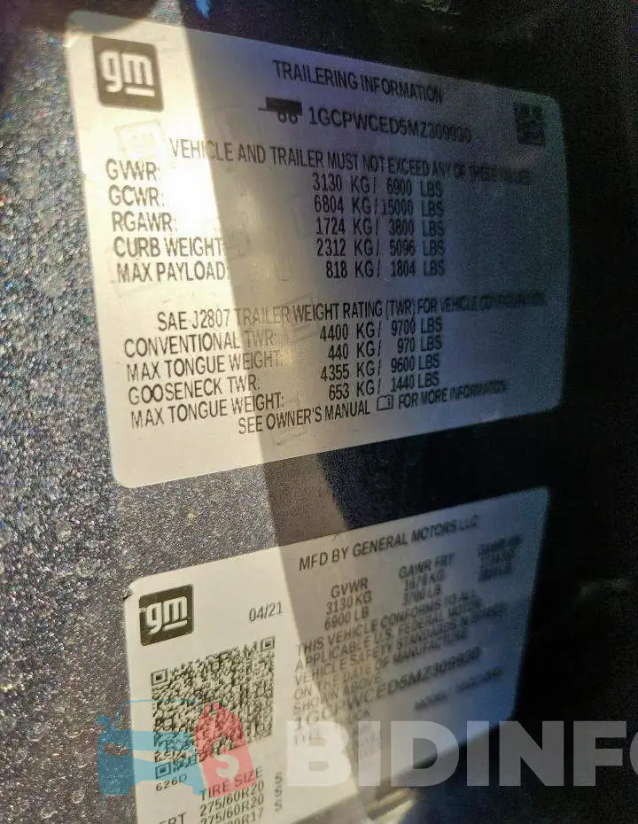 1GCPWCED5MZ309930 Photo# 12