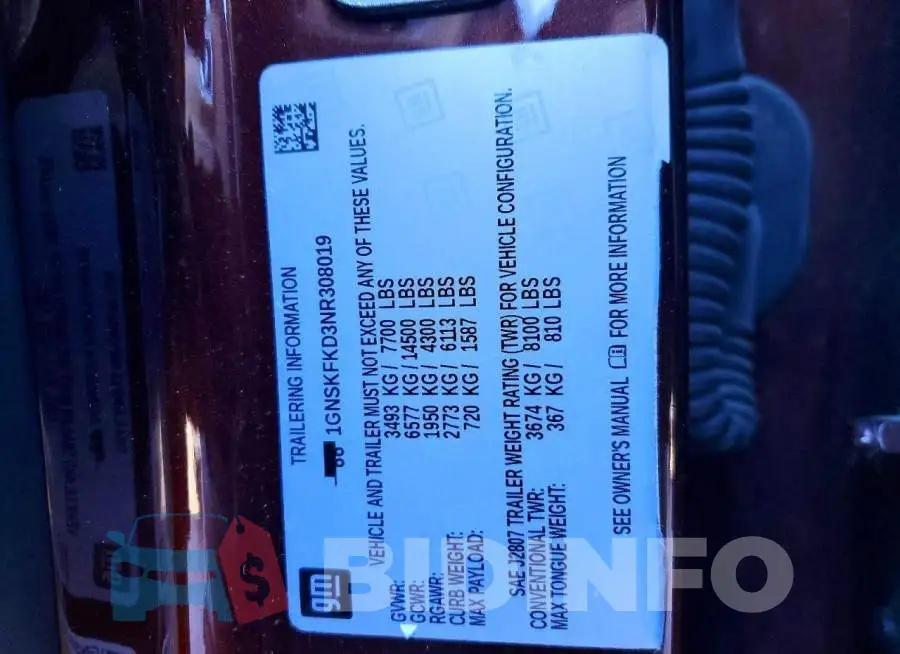 1GNSKFKD3NR308019 Photo# 13