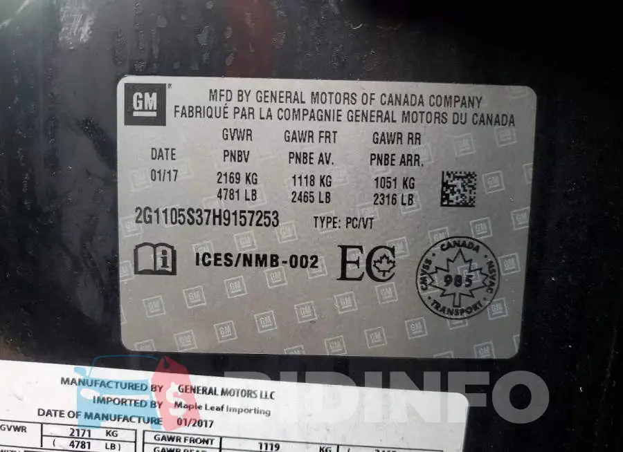 2G1105S37H9157253 Photo# 13