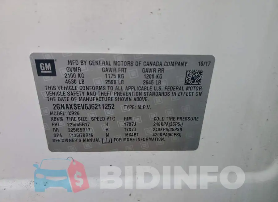 2GNAXSEV6J6211252 Photo# 13