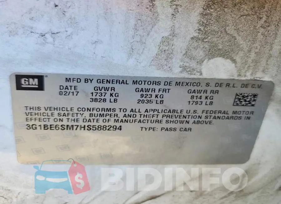 3G1BE6SM7HS588294 Photo# 13