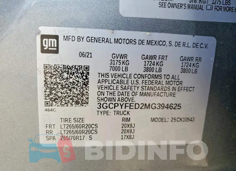 3GCPYFED2MG394625 Photo# 13