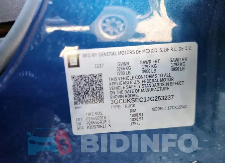 3GCUKSEC1JG253237 Photo# 13