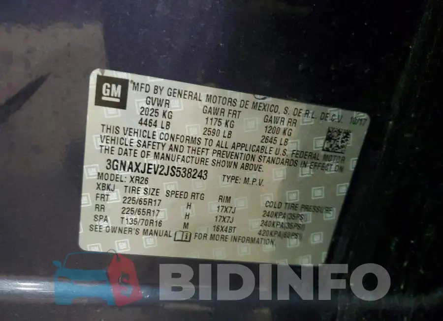 3GNAXJEV2JS538243 Photo# 13