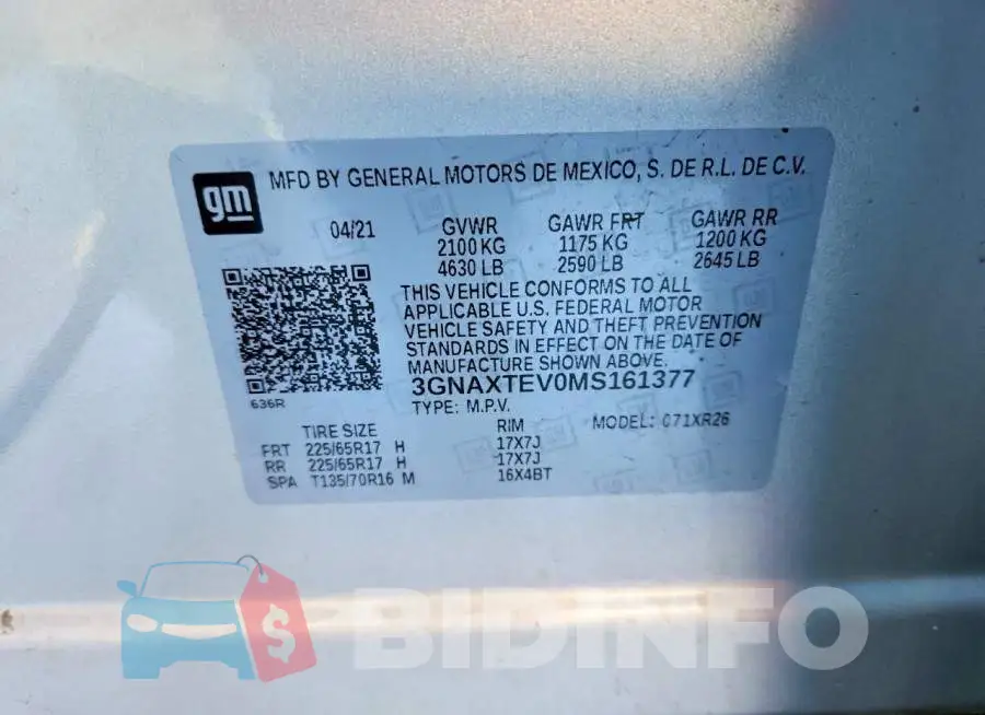3GNAXTEV0MS161377 Photo# 13
