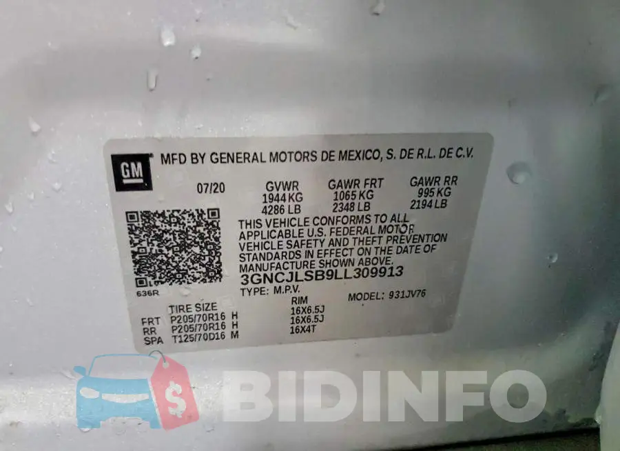 3GNCJLSB9LL309913 Photo# 13