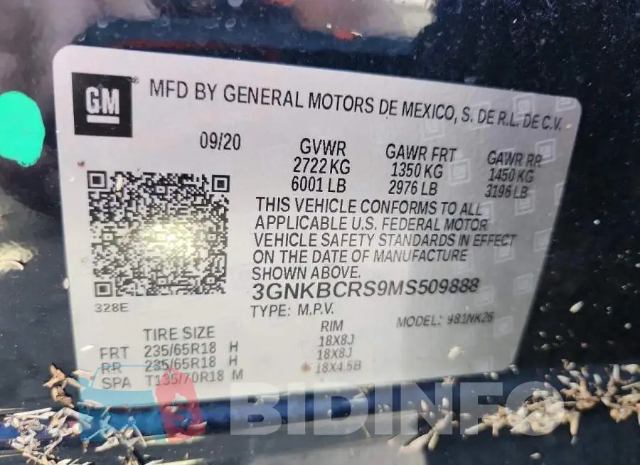 3GNKBCRS9MS509888 Photo# 12