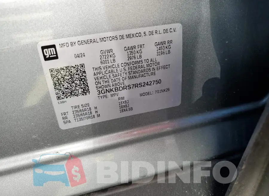 3GNKBDRS7RS242750 Photo# 13