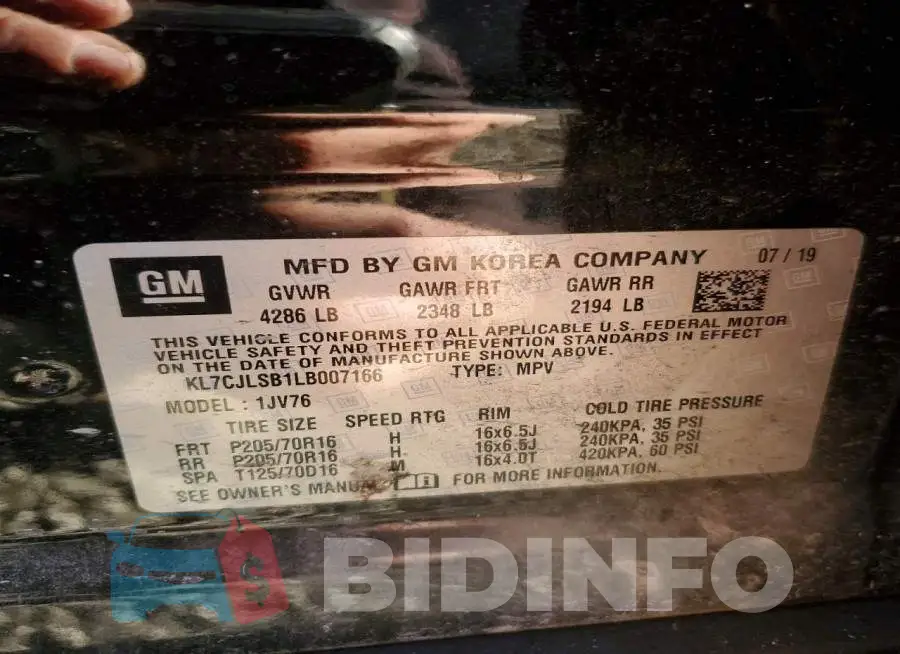 KL7CJLSB1LB007166 Photo# 13
