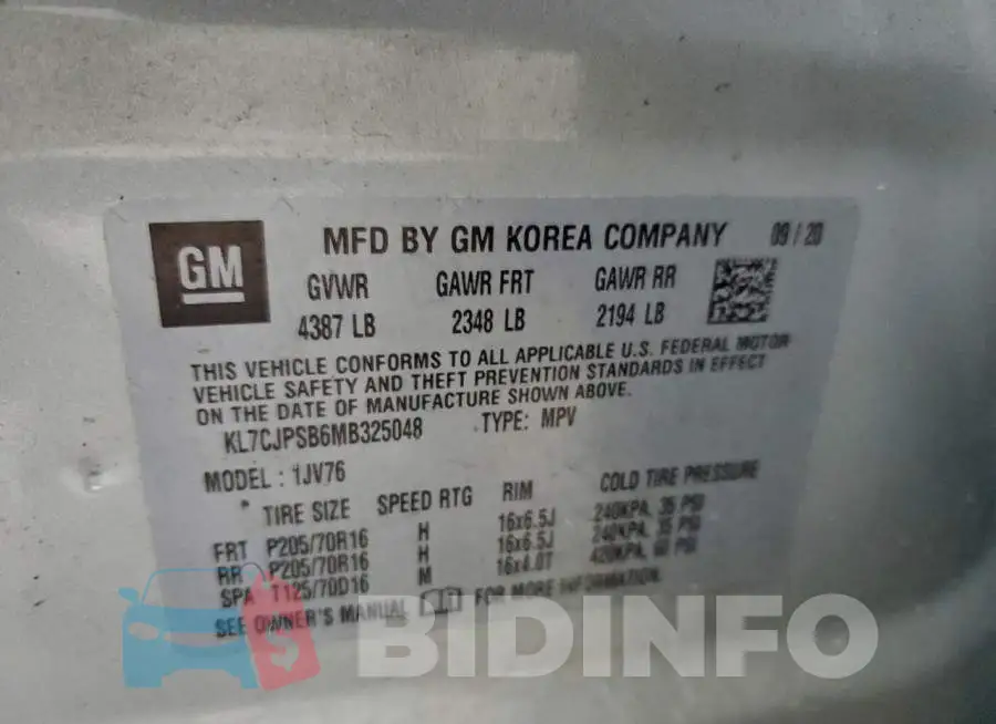 KL7CJPSB6MB325048 Photo# 14