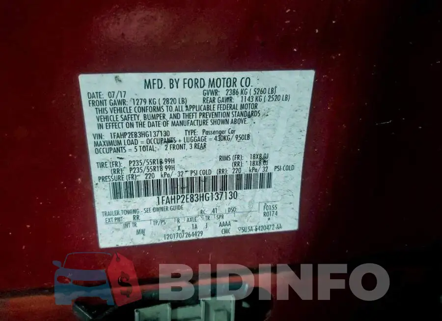 1FAHP2E83HG137130 Photo# 12
