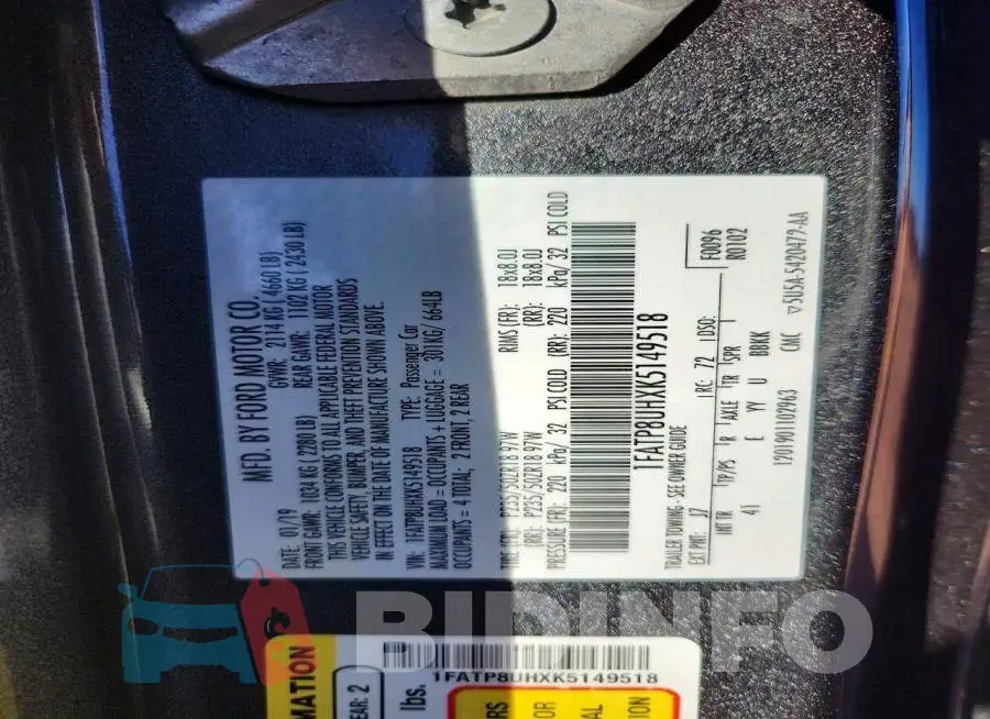 1FATP8UHXK5149518 Photo# 13