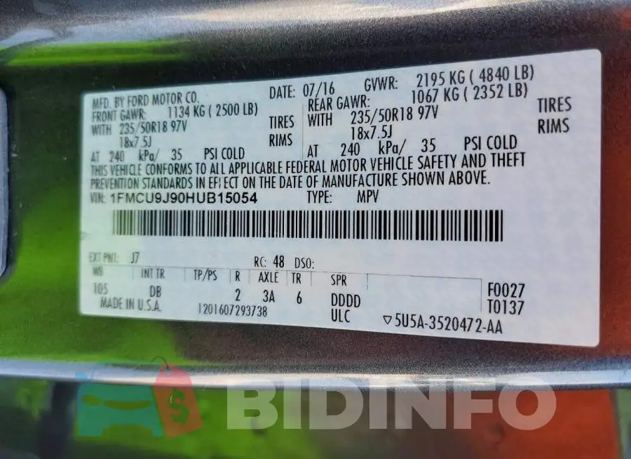 1FMCU9J90HUB15054 Photo# 14