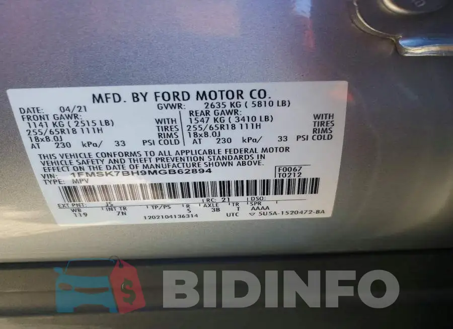 1FMSK7BH9MGB62894 Photo# 13