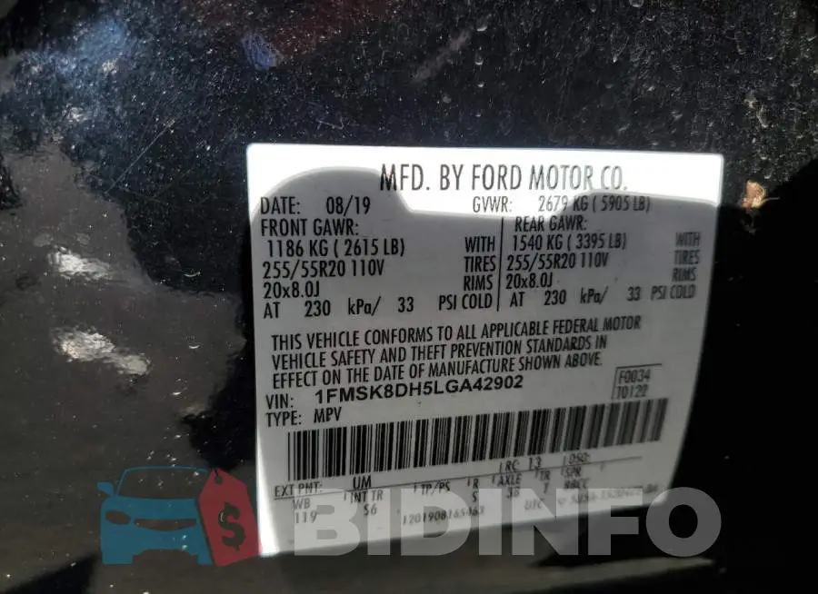 1FMSK8DH5LGA42902 Photo# 12