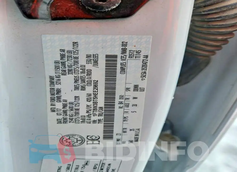 1FT8W3BT5HEE29692 Photo# 12