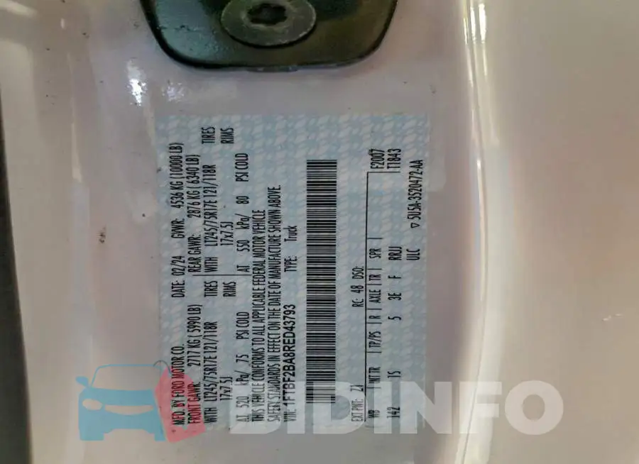 1FTBF2BA8RED43793 Photo# 13