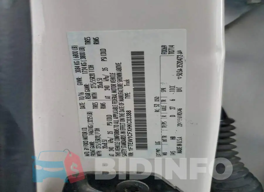 1FTEW1CFXHKC03388 Photo# 12