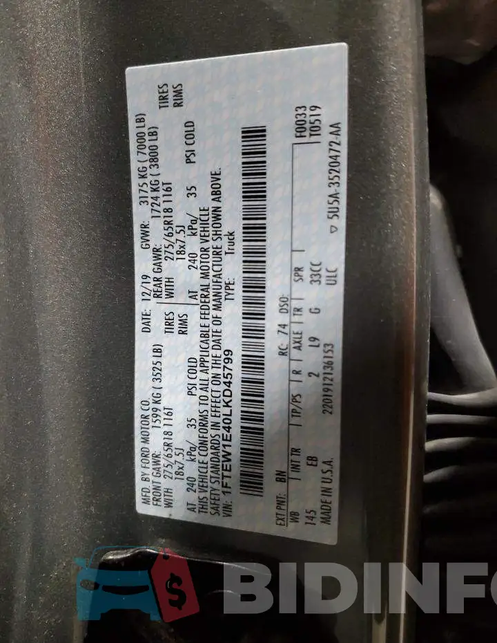 1FTEW1E40LKD45799 Photo# 12