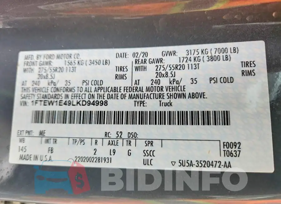 1FTEW1E49LKD94998 Photo# 12