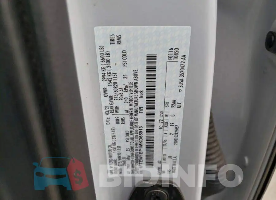 1FTEW1EP1MKD65913 Photo# 12