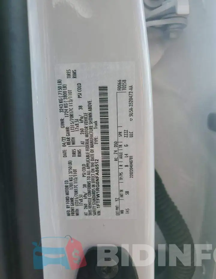 1FTFW1RG0NFA86512 Photo# 12