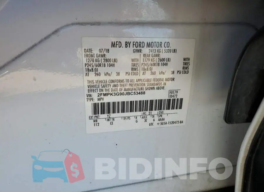 2FMPK3G90JBC53488 Photo# 14